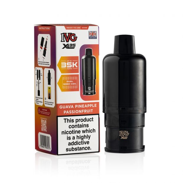 IVG XL35 Guava Pineapple Passionfruit pod & box